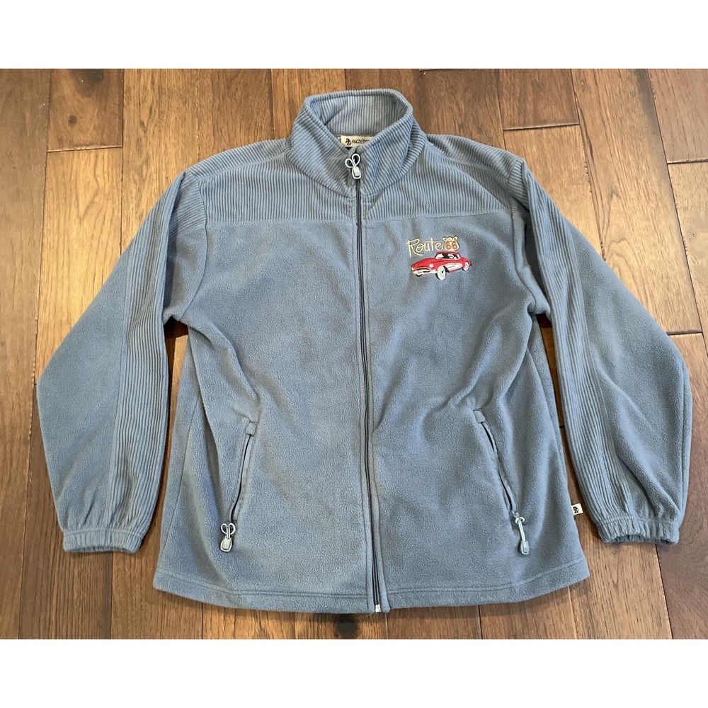 MENS ~ ANDERSON ROUTE 66 ~ SZ L‎ ~ BLUE FLEECE FULL ZIP JACKET